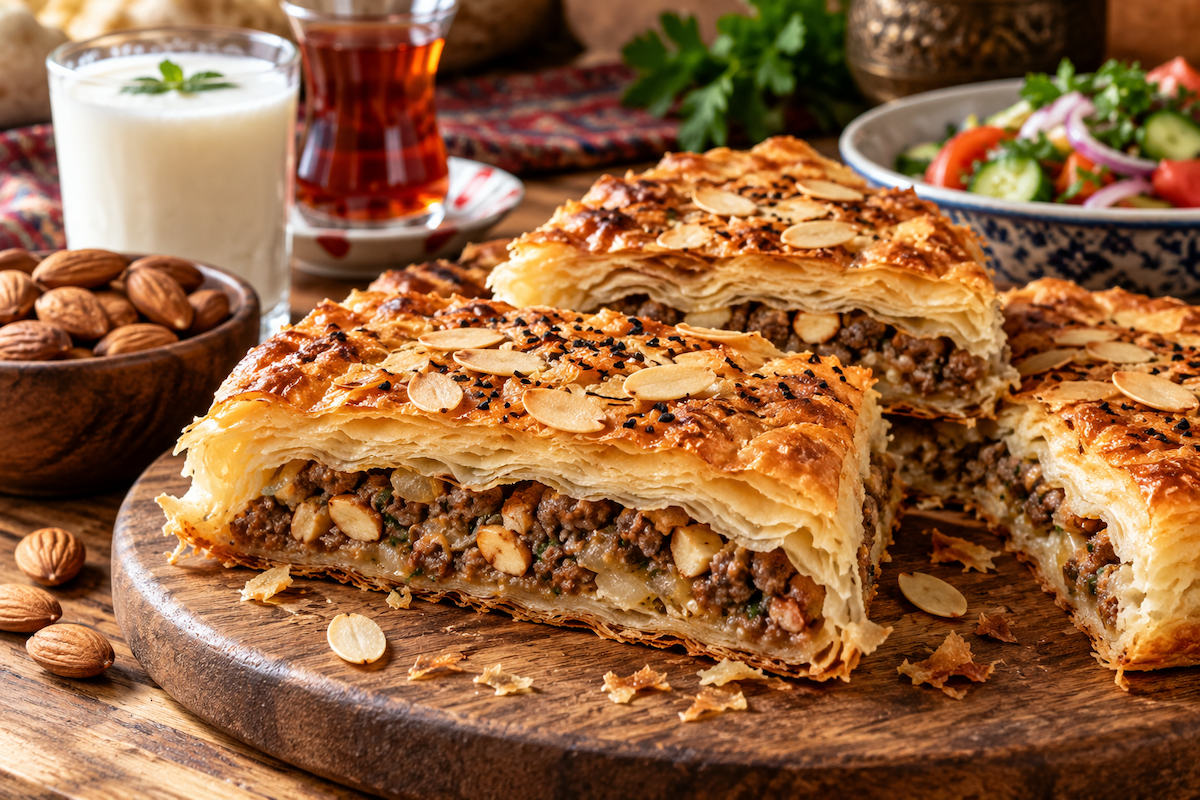 Gericht des Tages: Bademli ve Kıymalı Börek – Mandel-Hack-Börek
